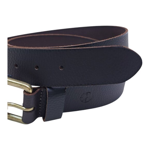 Timberland Mens Full Grain Leather Belt XL 42/44 Brown Brass Buckle 1 1/2" Wide - Picture 4 of 16